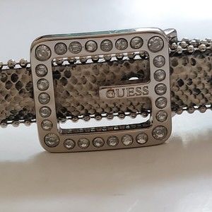GUESS Rhinestone Belt Thin Snakeskin Western Womens Medium Skinny Belt